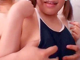 Get ready for a hot and horny gangbang with a sexy pigtailed Japanese babe in a bikini!